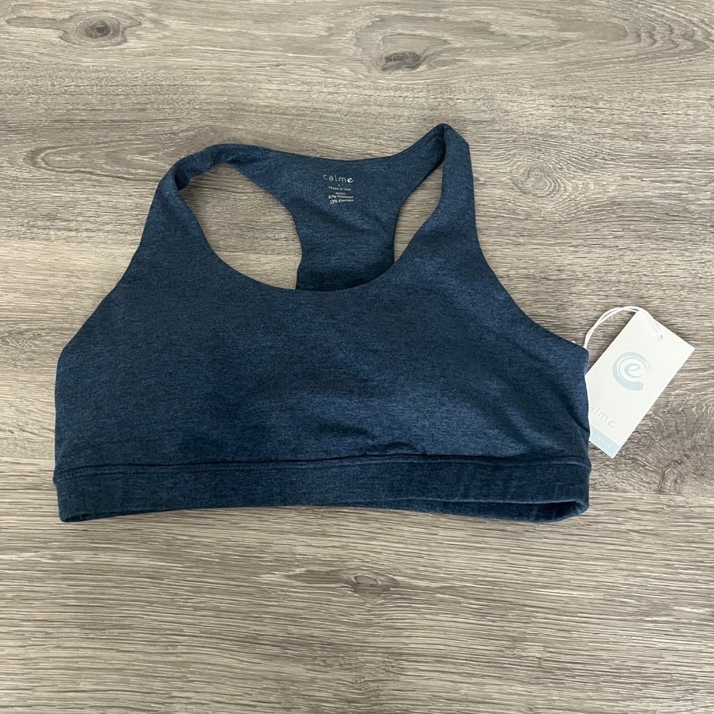 Johnny Was Calme Ease Sports Bra Iris Black Blue Large L Women's Workout